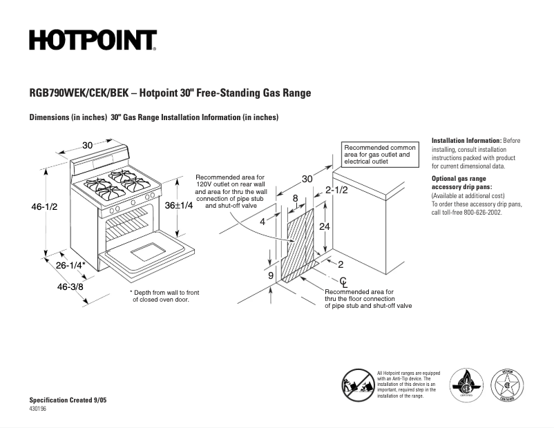 First page image of the manual for RGB790WEKWW