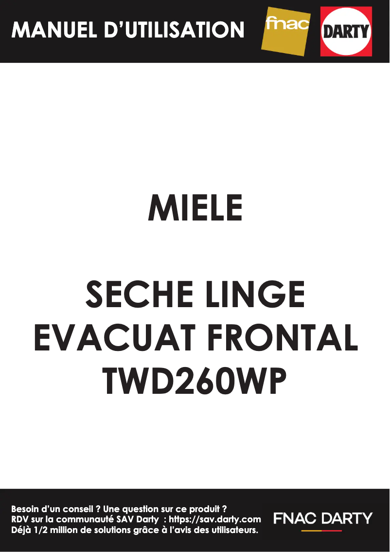 Page 1 of the manual User Manual Miele TWD260 WP