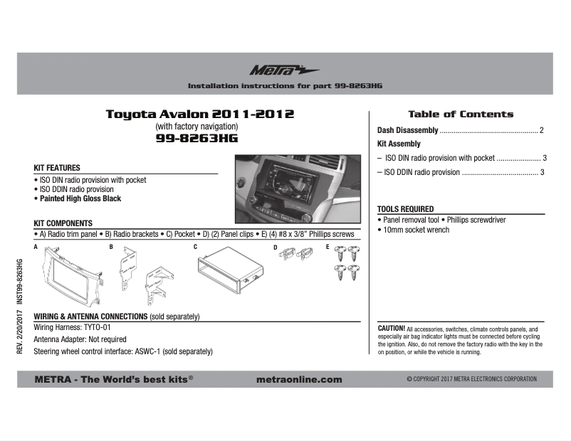 Page 1 de la notice Mode d'emploi Metra 99-8263HG