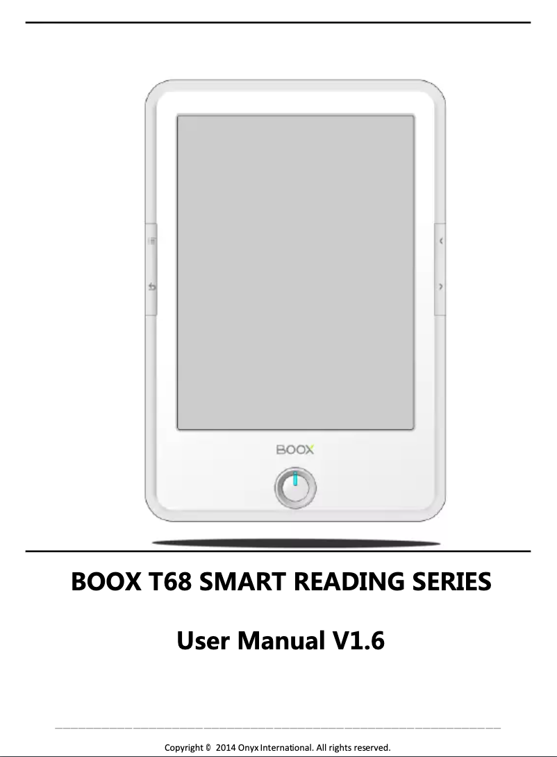 First page image of the manual for BOOX T68