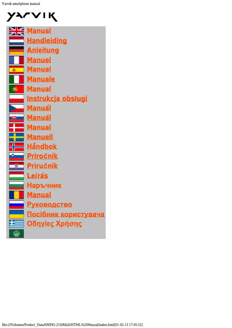 Page 1 of the manual User Manual Yarvik Ingenia Horizon SMP 50-201