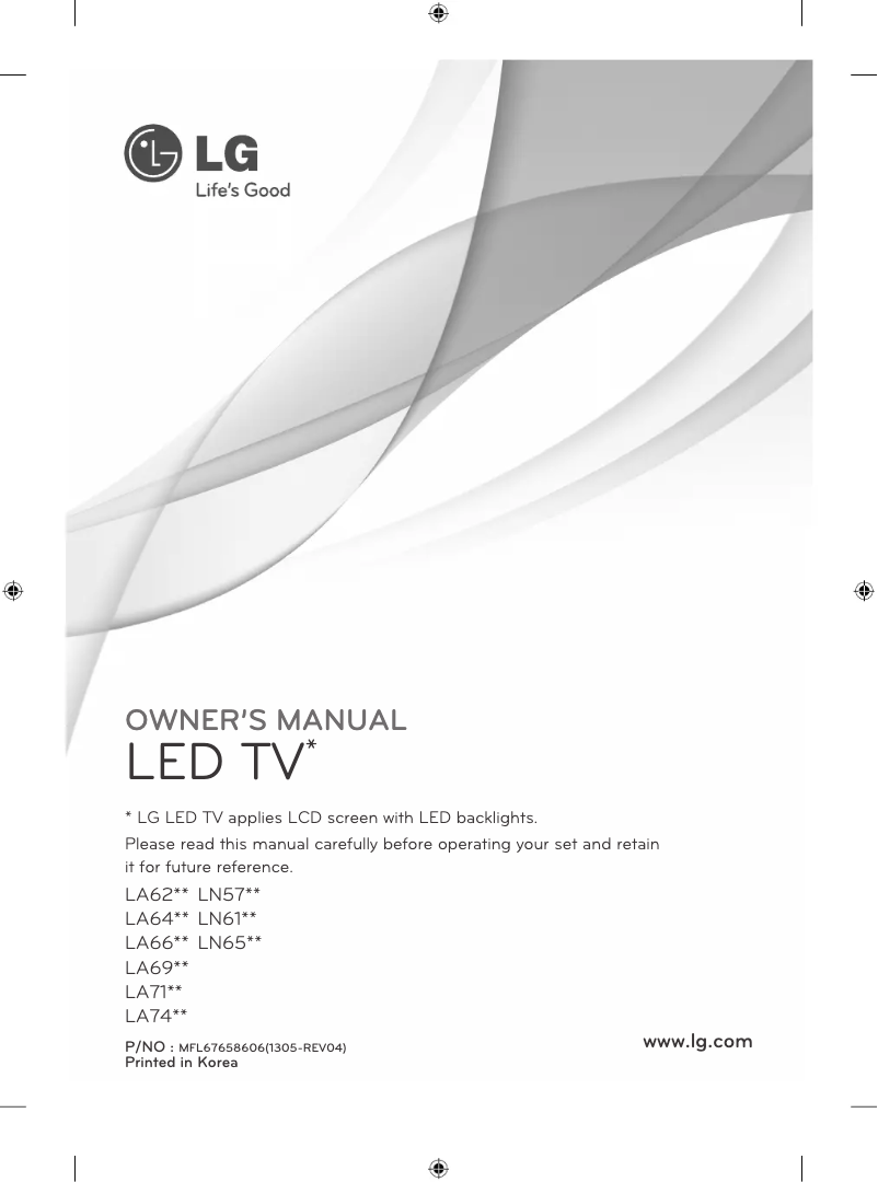 First page image of the manual for 55LA660V