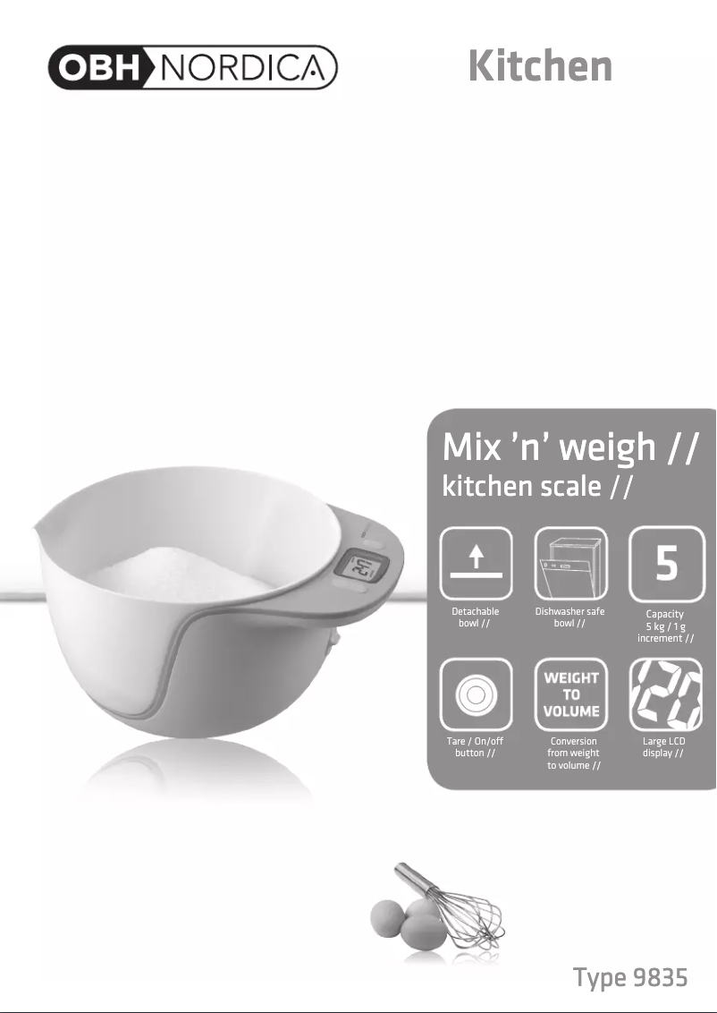 Page 1 of the manual User Manual OBH Nordica Mix 'n' Weigh 9835
