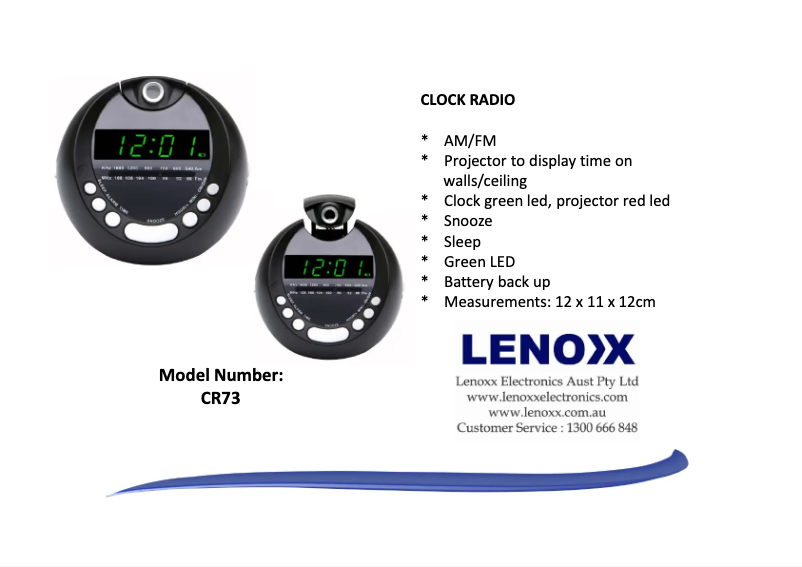 Page 1 of the manual User Manual Lenoxx CR73