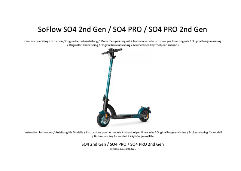 First page image of the manual for SO4 2nd Gen