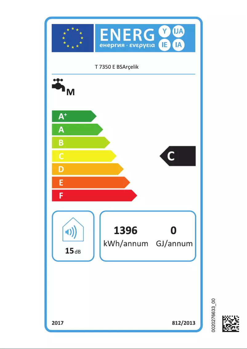 Page 1 of the manual User Manual Arçelik T 7350 E BS