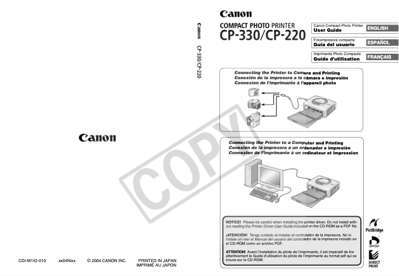 Page 1 of the manual User Manual Canon CP-220