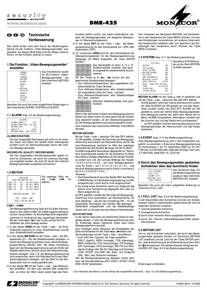 Page 1 of the manual User Manual Monacor DMR-425