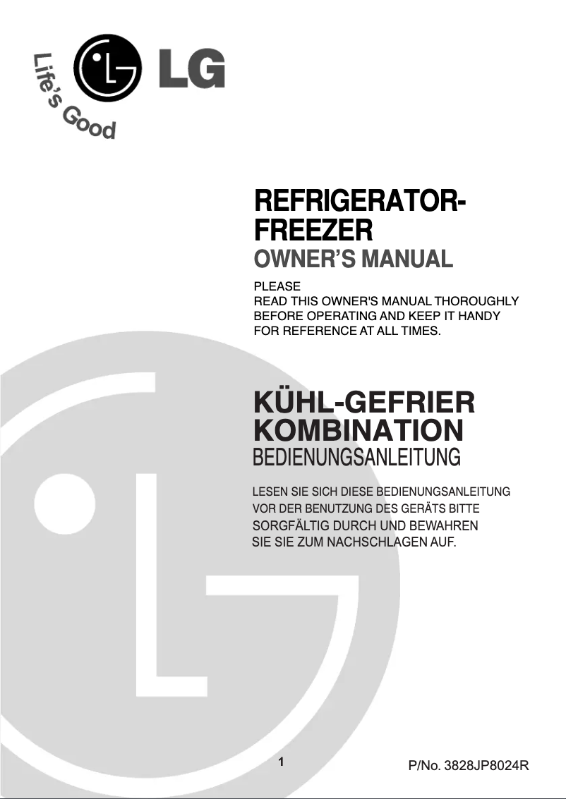 Page 1 of the manual User Manual LG GR-U192S