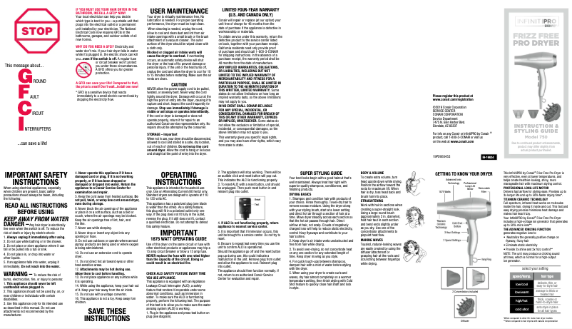 Page 1 of the manual User Manual Conair 750N