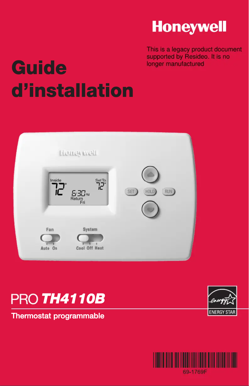 First page image of the manual for TH4110B1025/U