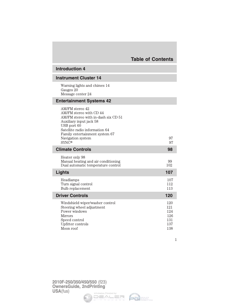 First page image of the manual for F3-50 Super Duty (2010)