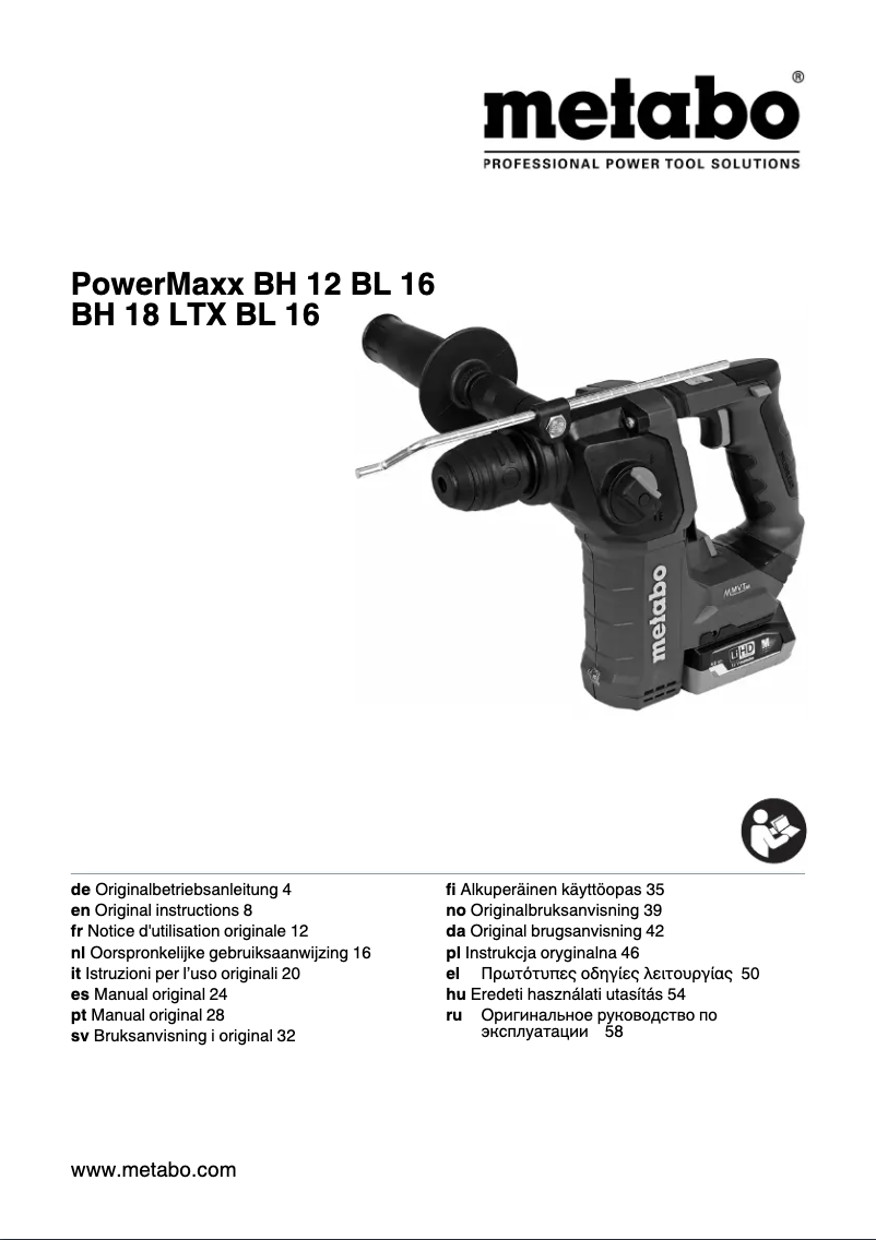 First page image of the manual for BH 18 LTX BL 16