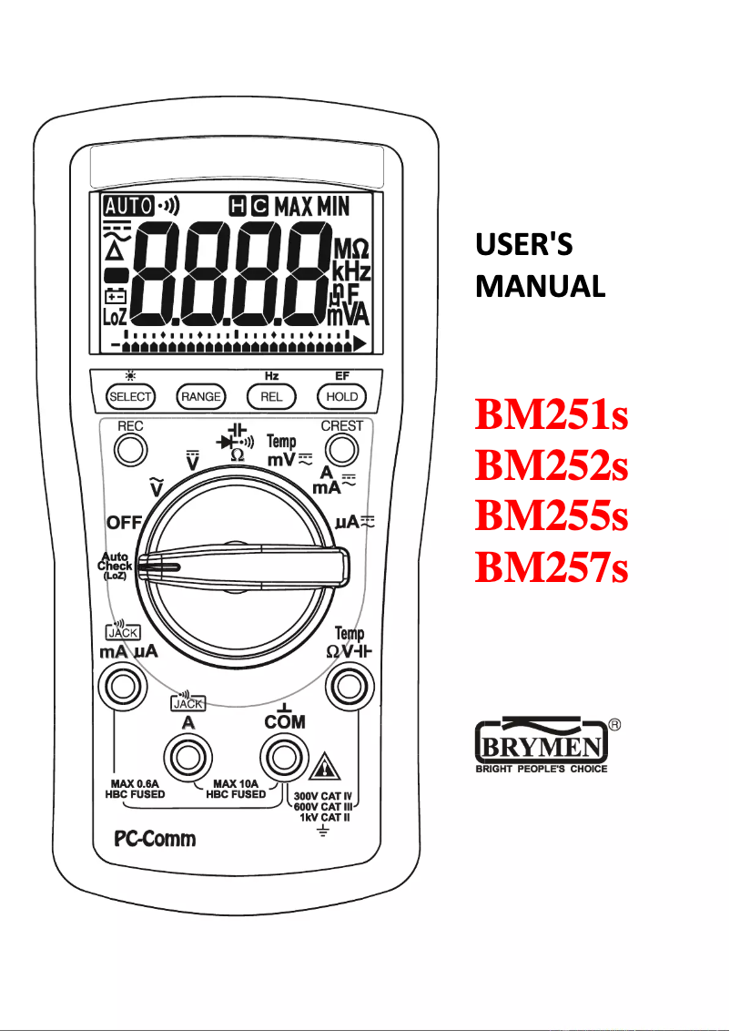First page image of the manual for BM252s