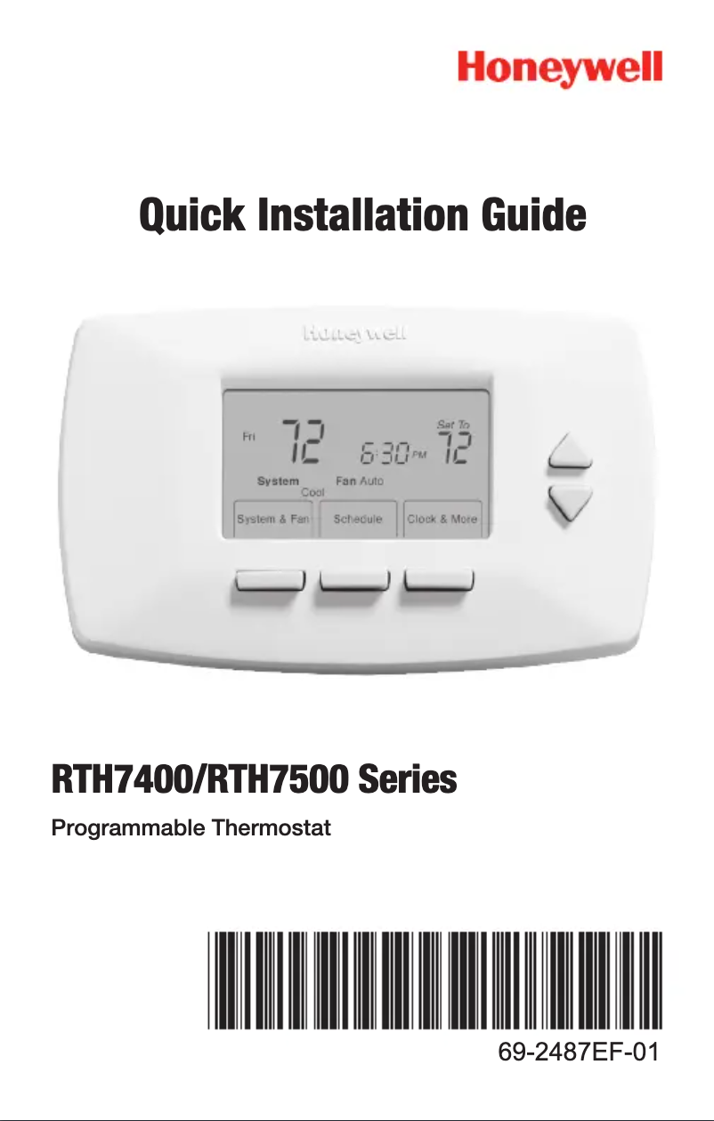 First page image of the manual for RTH7500D