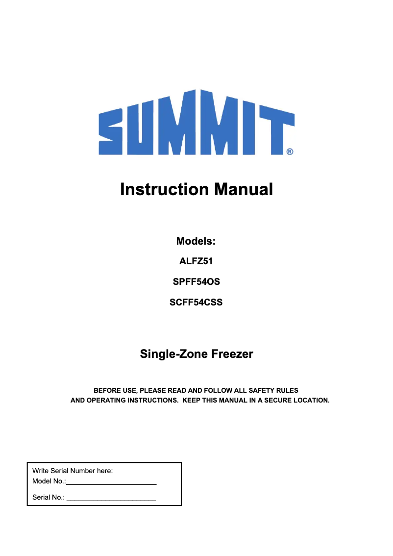 First page image of the manual for ALFZ51