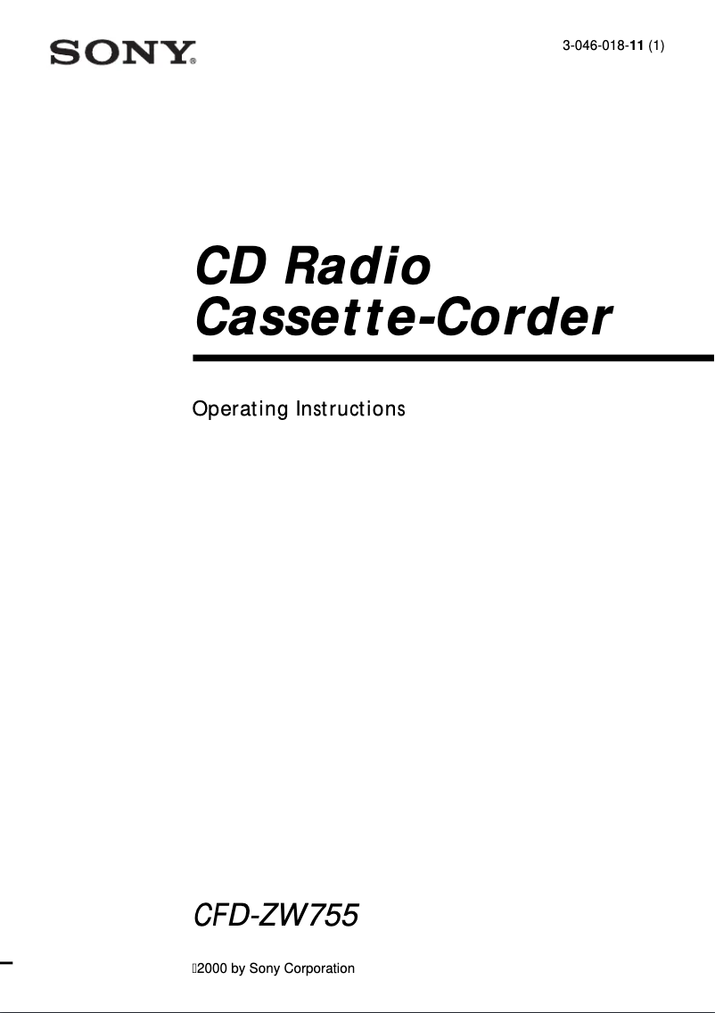 First page image of the manual for CFD-ZW755