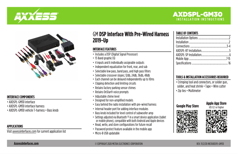 First page image of the manual for AXDSPL-GM30