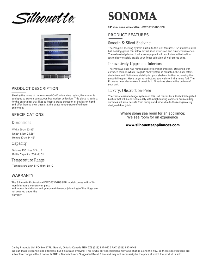 Page 1 of the manual User Manual Danby DWC053D1BSSPR
