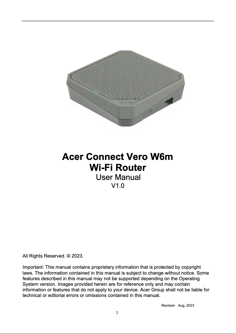 First page image of the manual for Connect Vero W6m