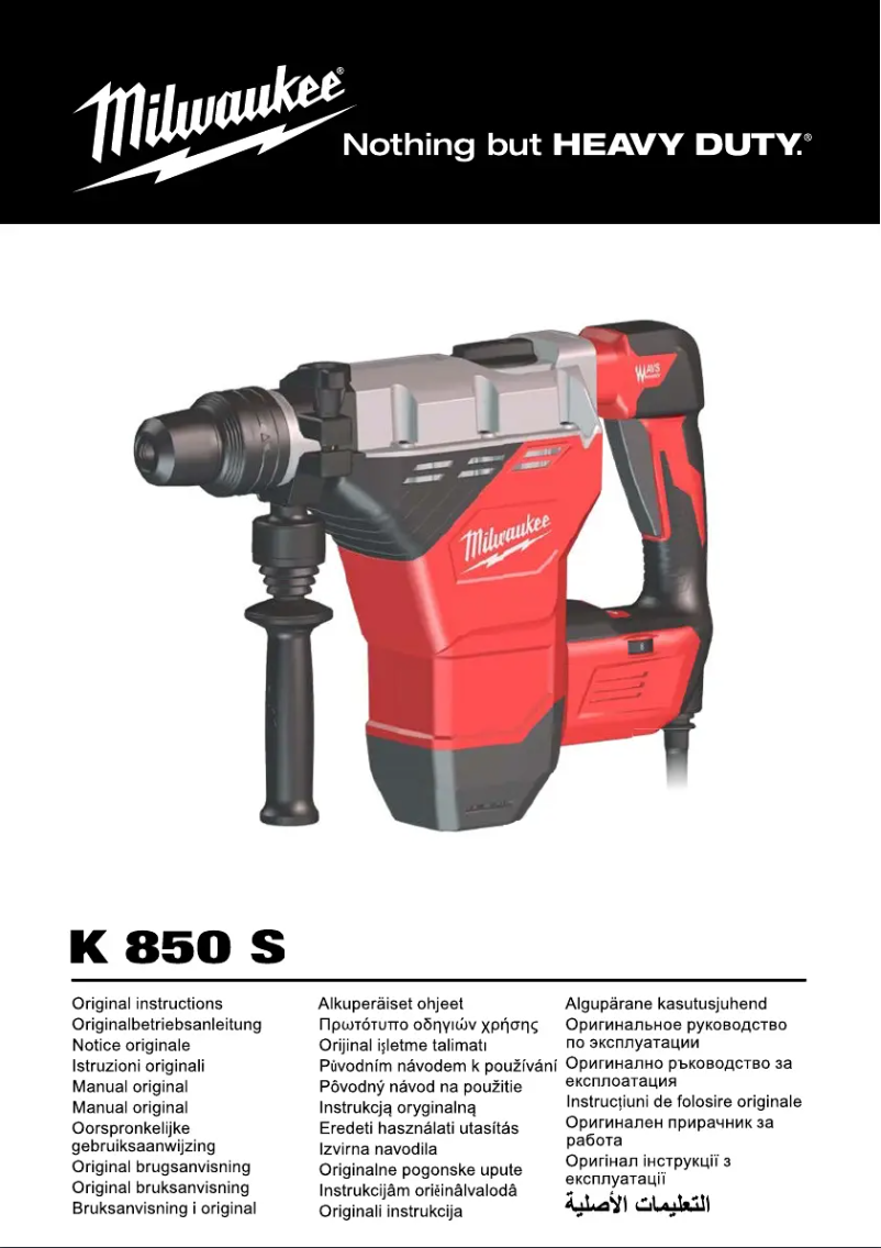 Page 1 of the manual User Manual Milwaukee K 850 S