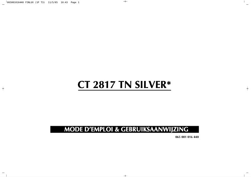 Page 1 of the manual User Manual Finlux CT2817TN Silver