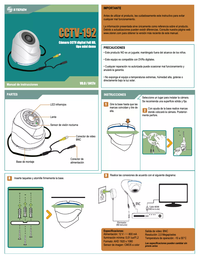 First page image of the manual for CCTV-192