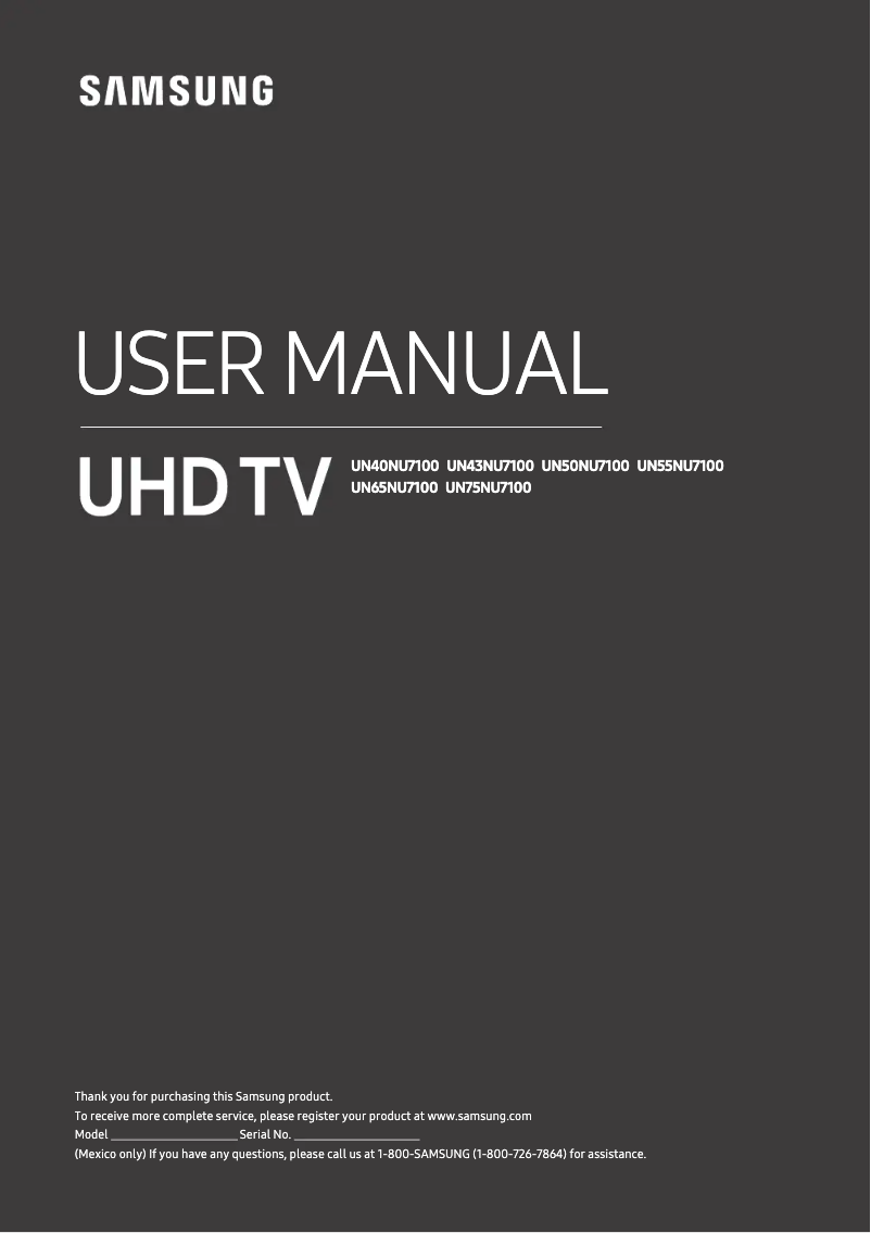Page 1 of the manual User Manual Samsung UN65NU7100FXZX