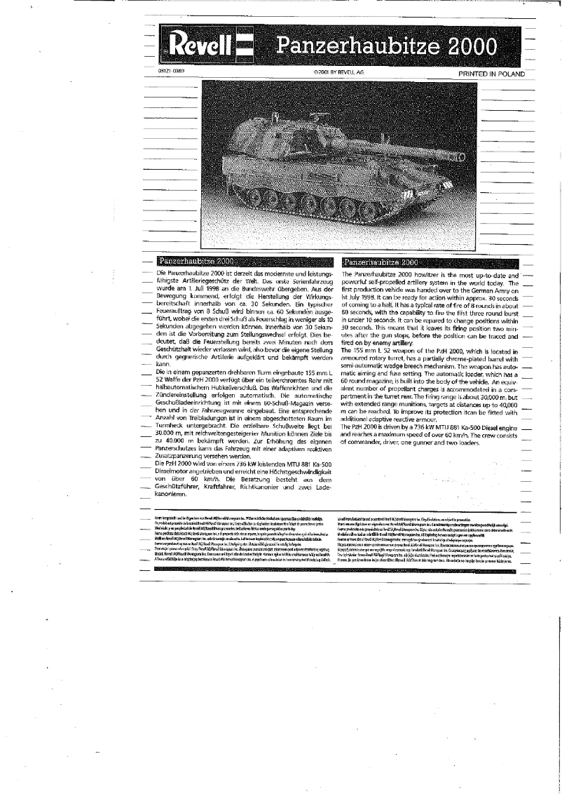 First page image of the manual for Panzerhaubitze PzH 2000