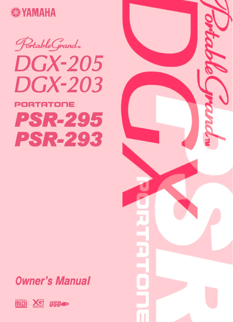 Page 1 of the manual User Manual Yamaha PortableGrand DGX-203