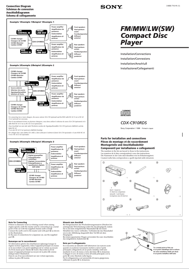 First page image of the manual for CDX-C910RDS