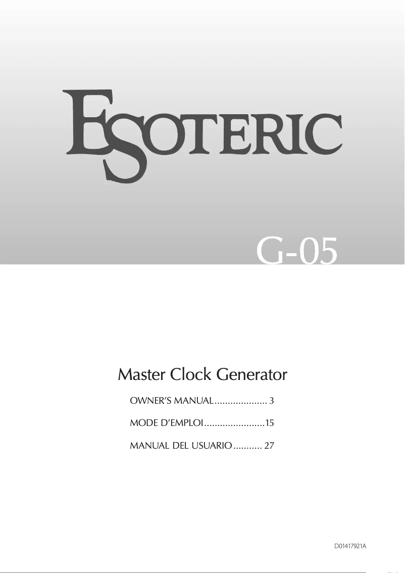 Page 1 of the manual User Manual Esoteric G-05