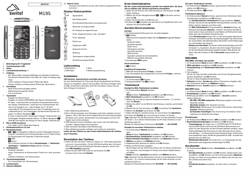 Page 1 of the manual User Manual Switel M195