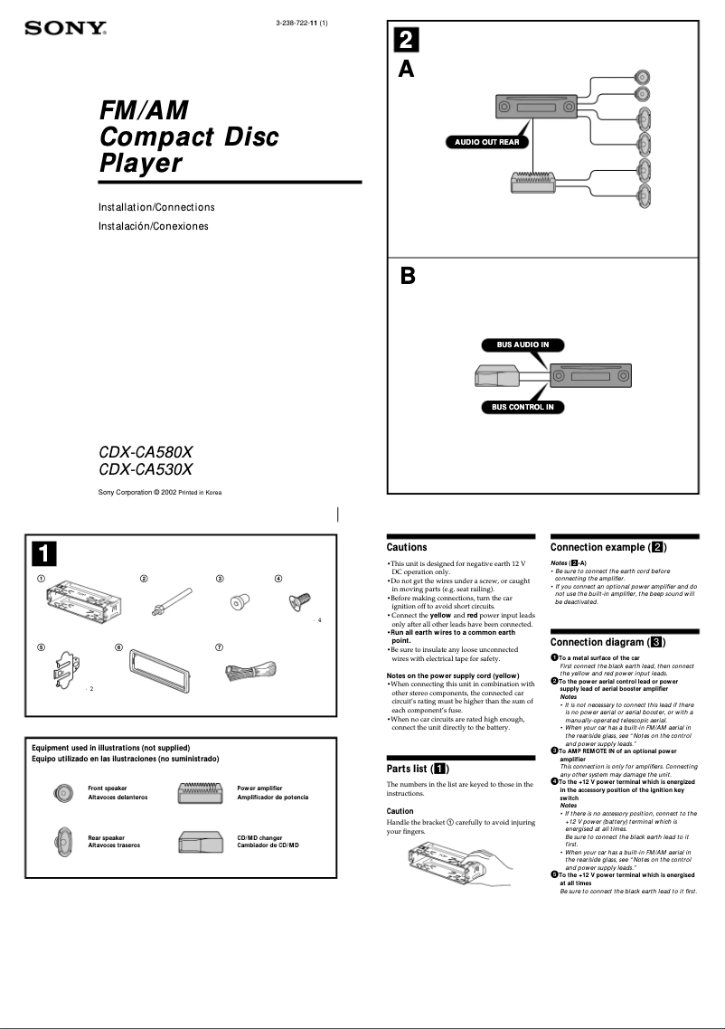 First page image of the manual for CDX-CA530X