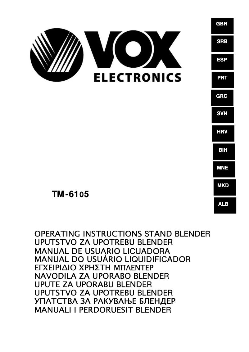 Page 1 of the manual User Manual VOX TM6105