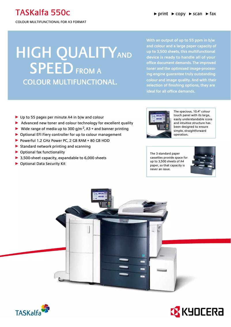 Page 1 of the manual Technical Sheet Kyocera TASKalfa 550c