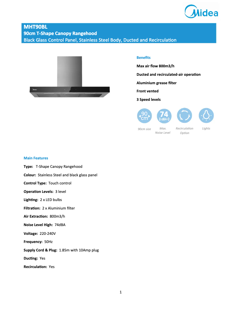 First page image of the manual for MHT90BL