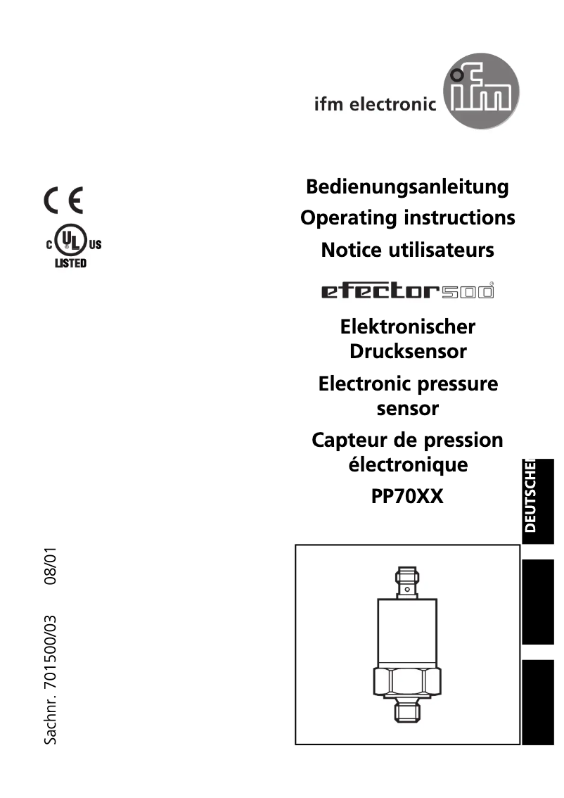 Page 1 of the manual User Manual IFM PP7023