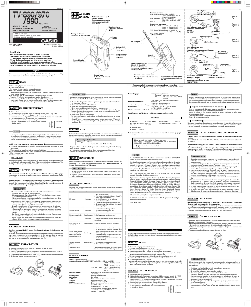 First page image of the manual for TR-990