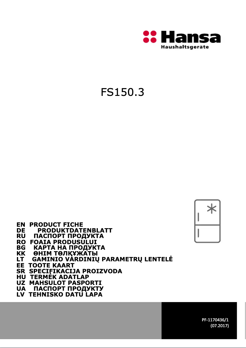 First page image of the manual for FS150.3