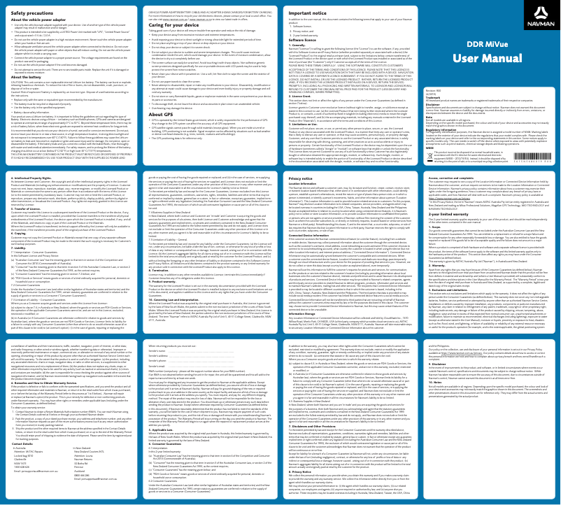Page 1 of the manual User Manual Navman MiVue 820 DC