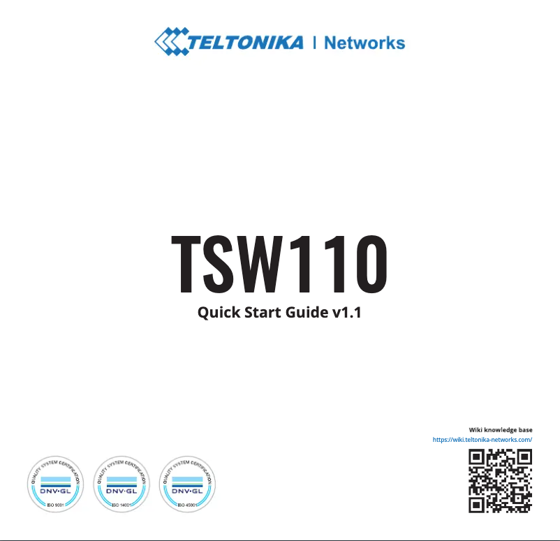 Page 1 of the manual Quick Start Guide Teltonika TSW110