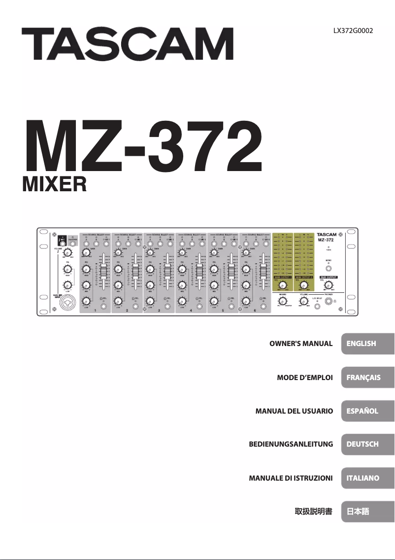 Page 1 of the manual User Manual Tascam MZ-372
