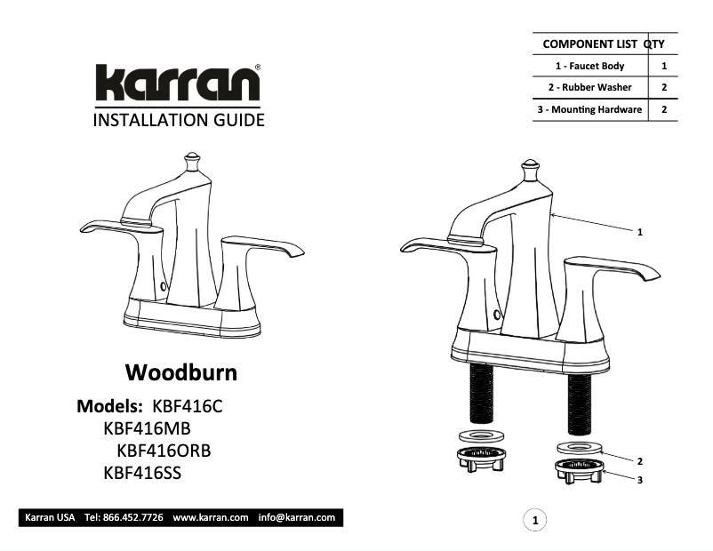 First page image of the manual for Woodburn KBF416C