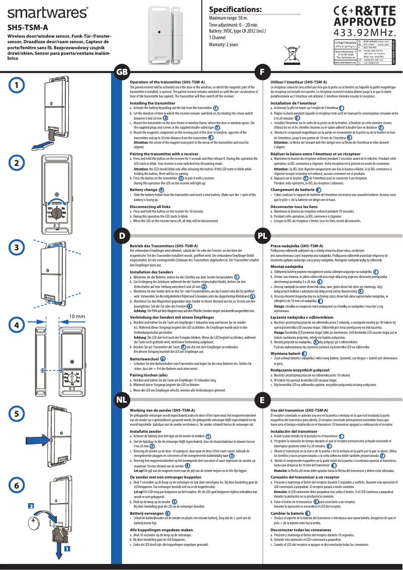 First page image of the manual for SH5-TSM-A