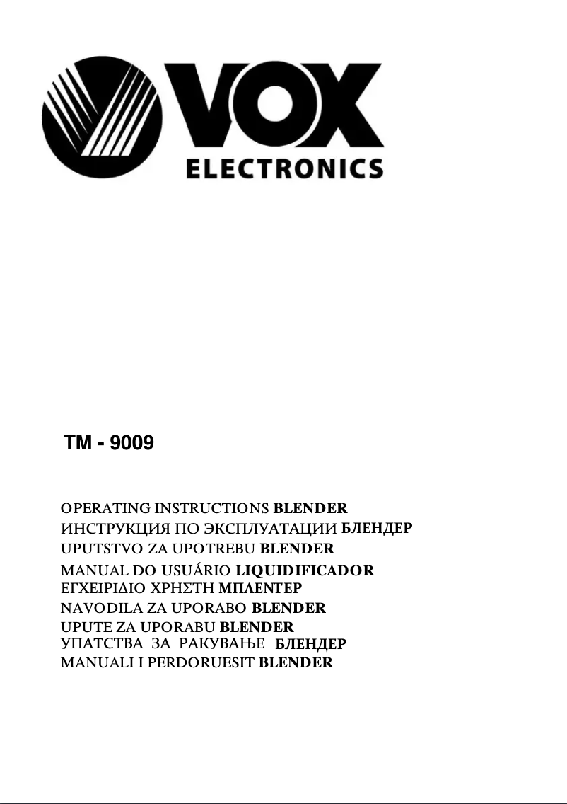 Page 1 of the manual User Manual VOX TM 9009