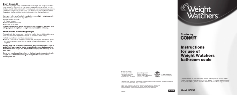 First page image of the manual for Weight Watchers WW45