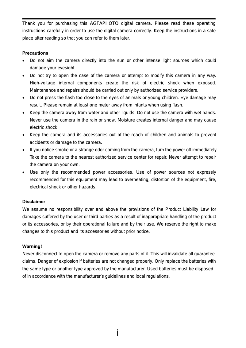 Page 1 of the manual User Manual Agfa DC-1338i