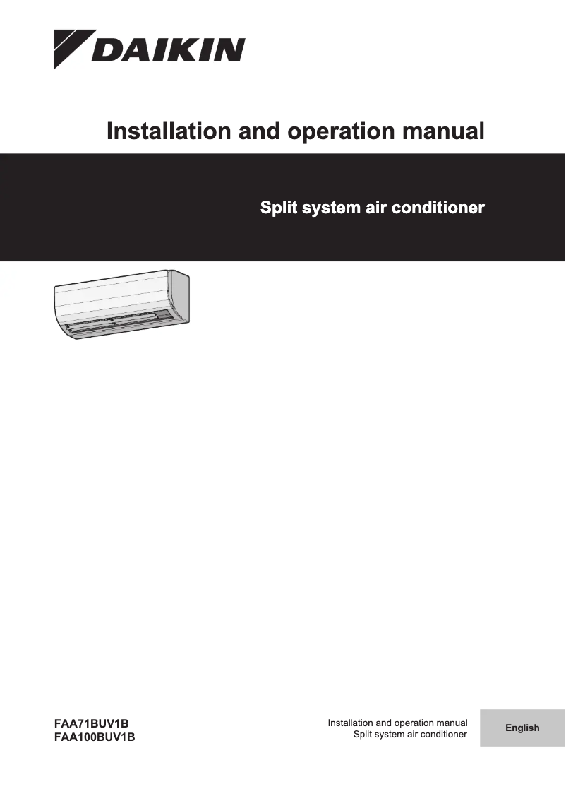 First page image of the manual for FAA100BUV1B