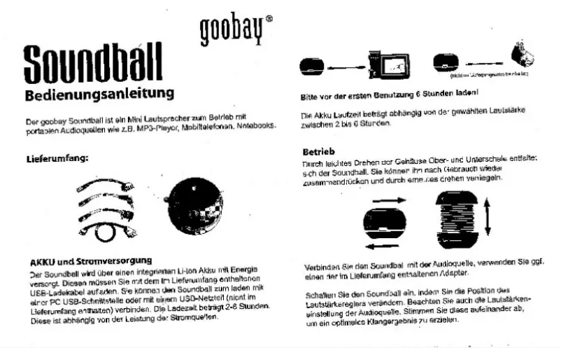 Page 1 of the manual User Manual Goobay Soundball